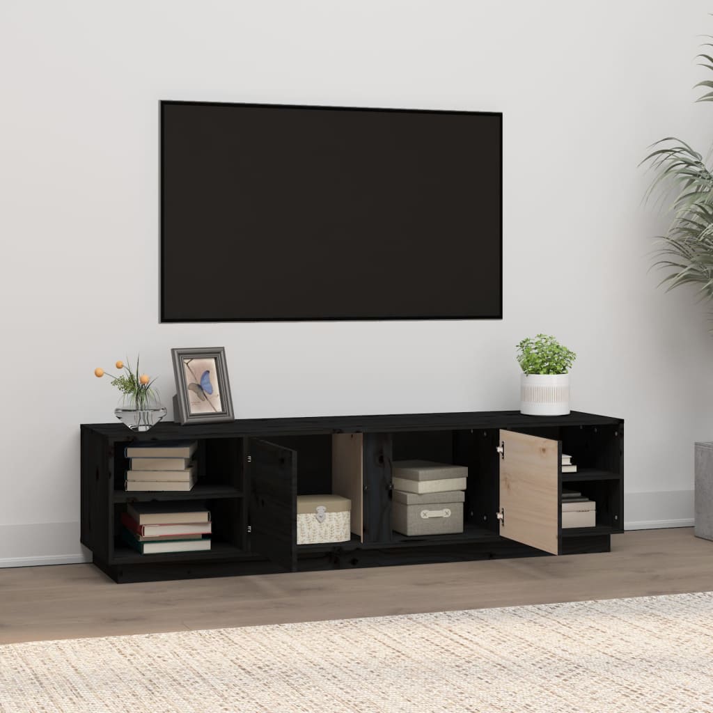 vidaXL Móvel de TV 156x40x40 cm madeira de pinho maciça preto