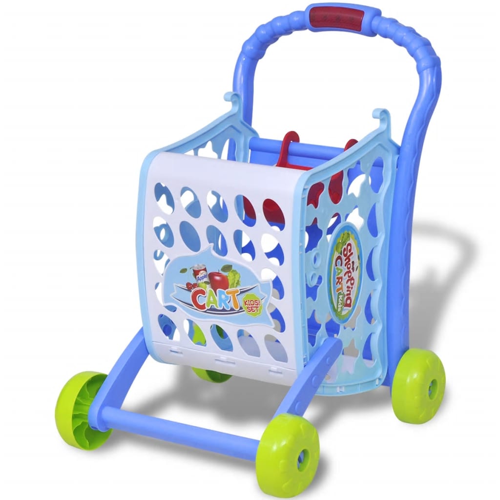 Brinquedo carrinho de compras para crianças 3-em-1 Azul