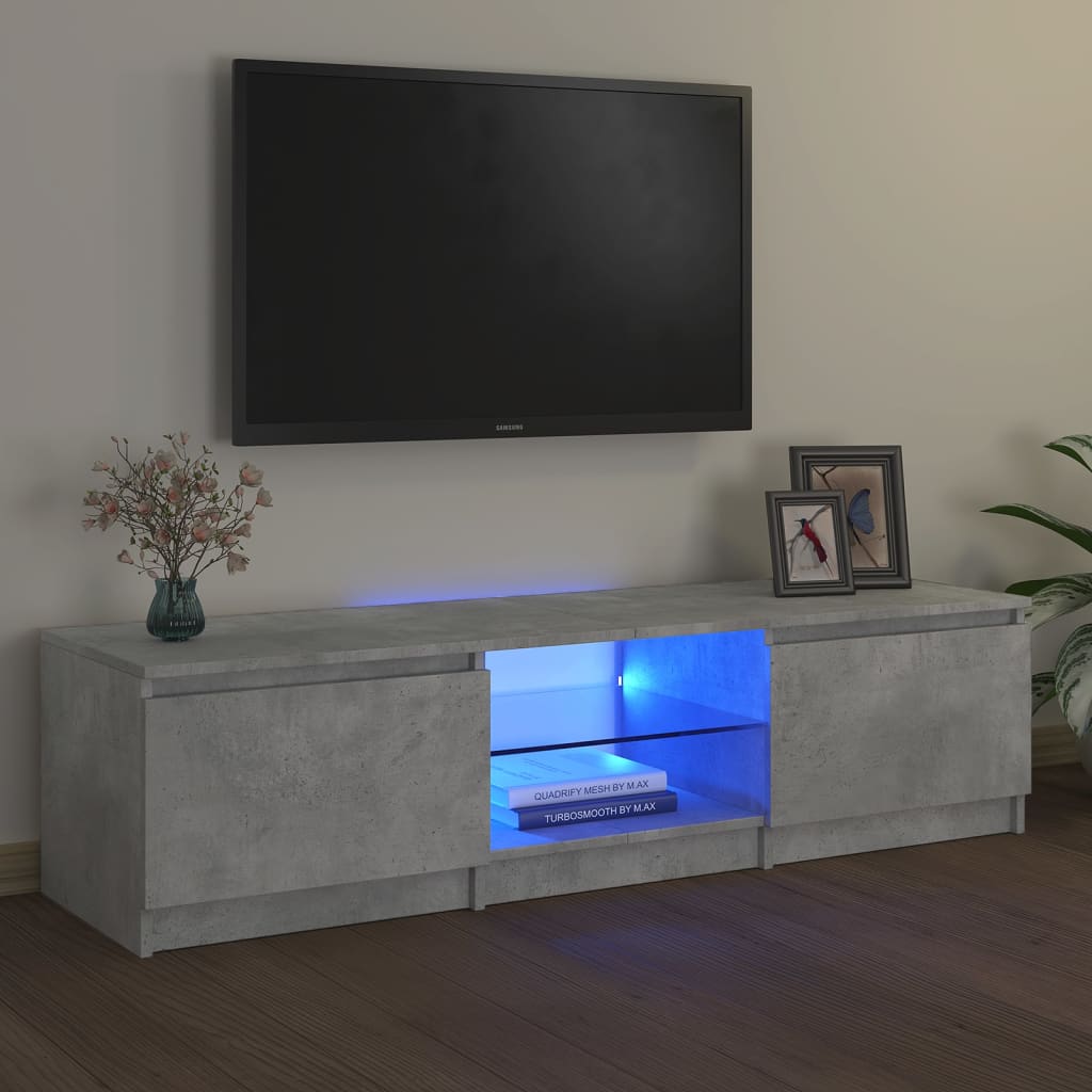 vidaXL Móvel de TV com luzes LED 140x40x35,5 cm cinzento cimento