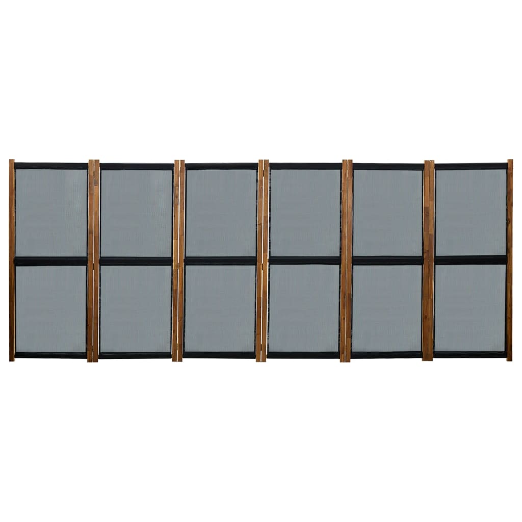 vidaXL Divisória com 6 painéis 420x170 cm preto