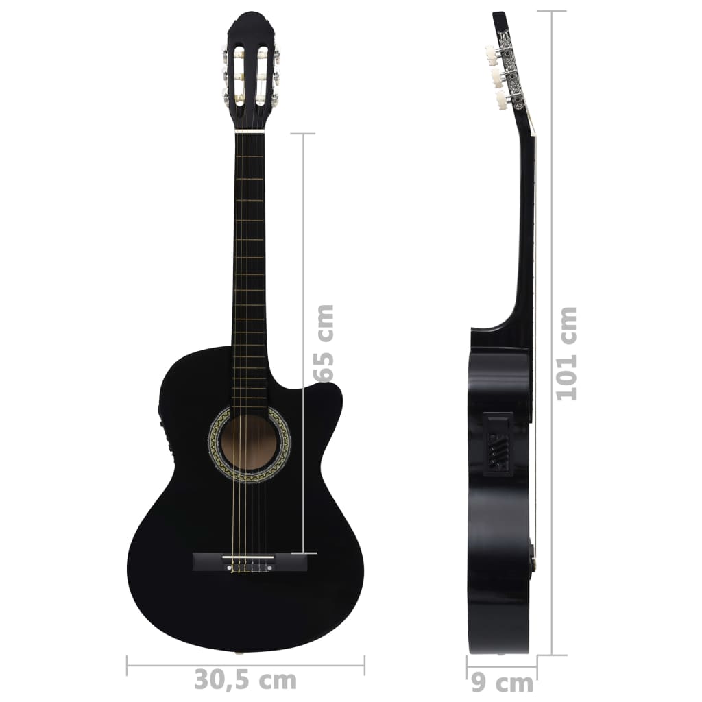 vidaXL 12 pcs conjunto de guitarra com equalizador e 6 cordas preto