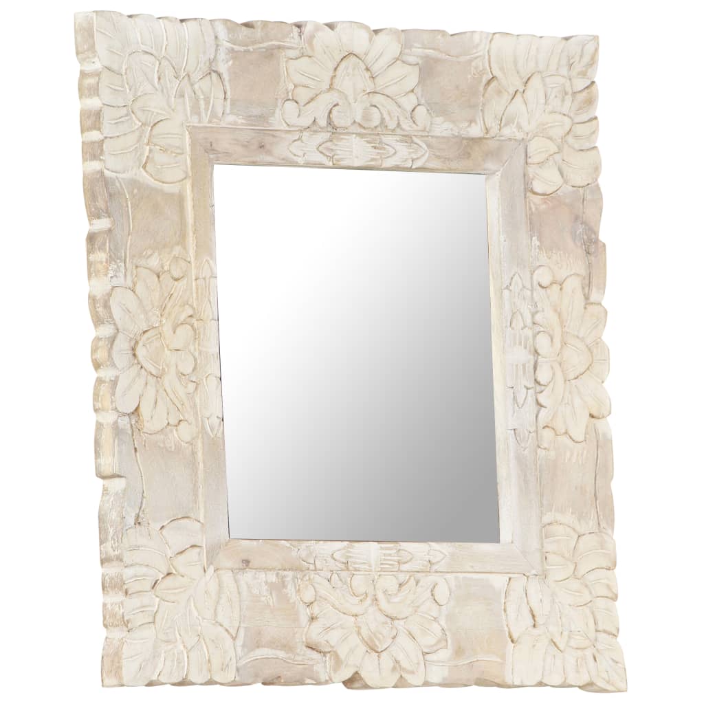 vidaXL Espelho 50x50 cm madeira de mangueira maciça branco