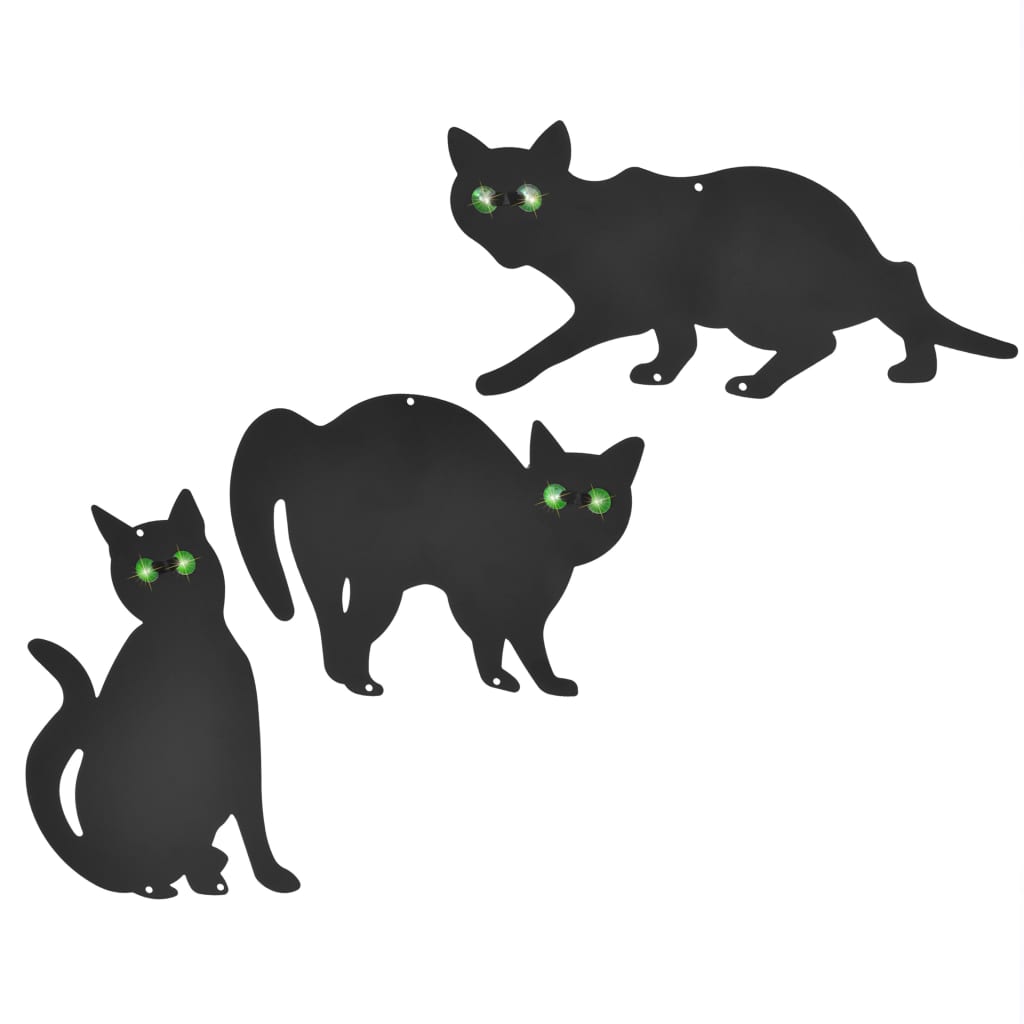 vidaXL Conjunto de gatos dissuadores 3 pcs aço preto