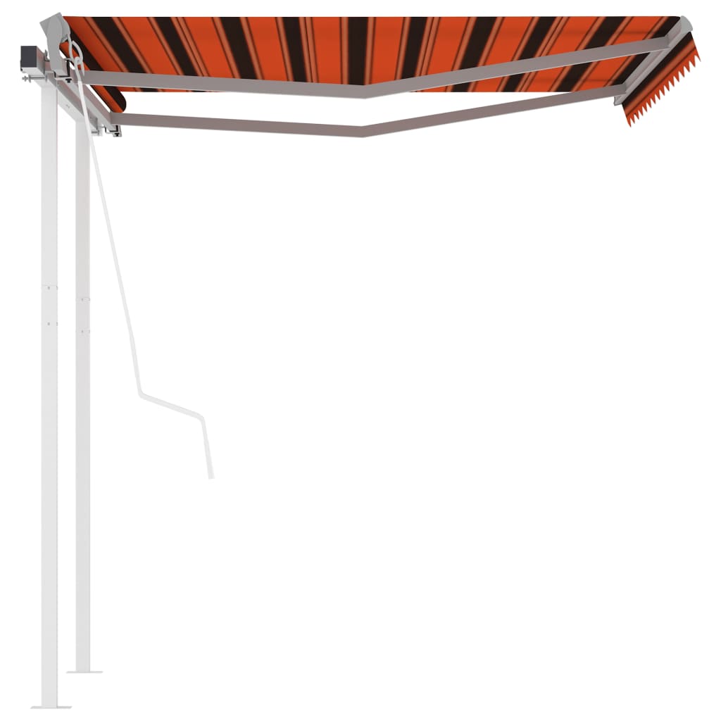 vidaXL Toldo retrátil automático com postes 3,5x2,5 m laranja/castanho