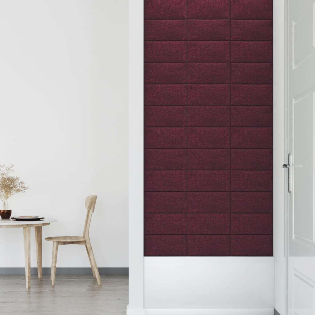 vidaXL Painel de parede 12 pcs 30x15 cm tecido 0,54 m² roxo