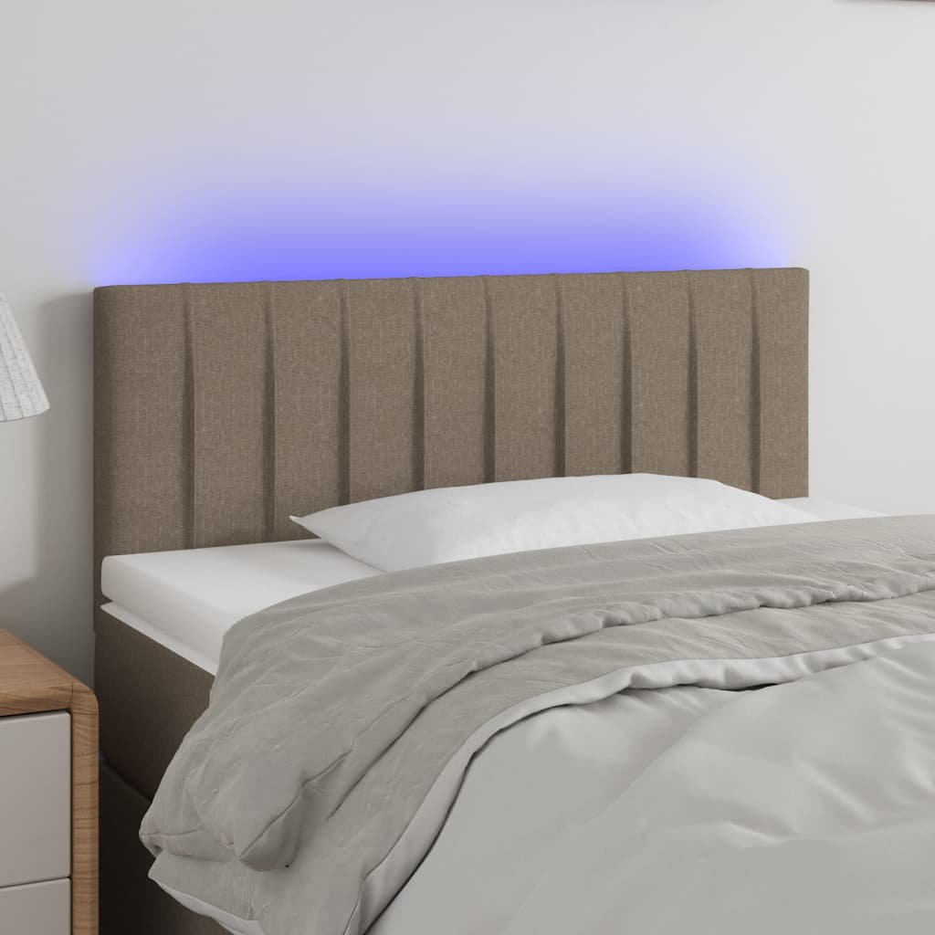 vidaXL Cabeceira cama luzes LED tecido 90x5x78/88cm cinza-acastanhado