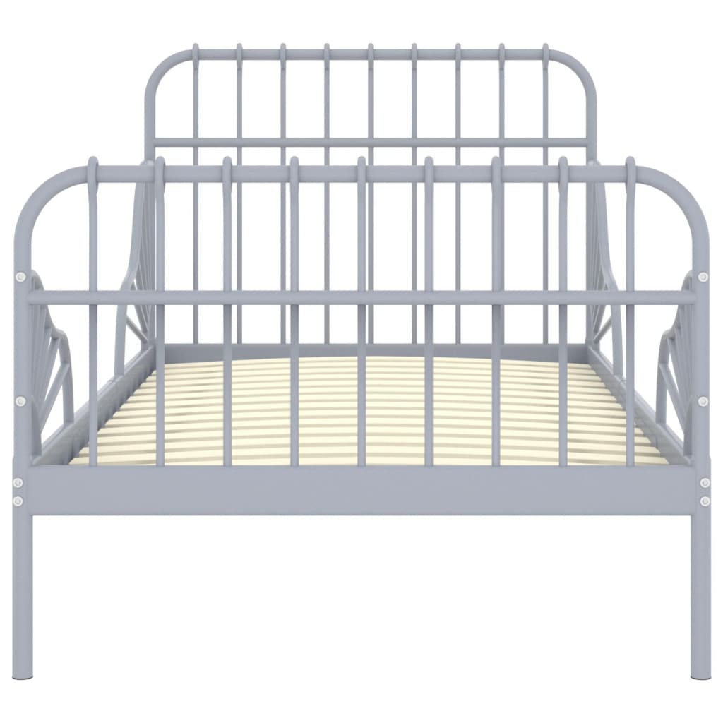 vidaXL Estrutura de cama extensível em metal cinzento 80x130/200 cm