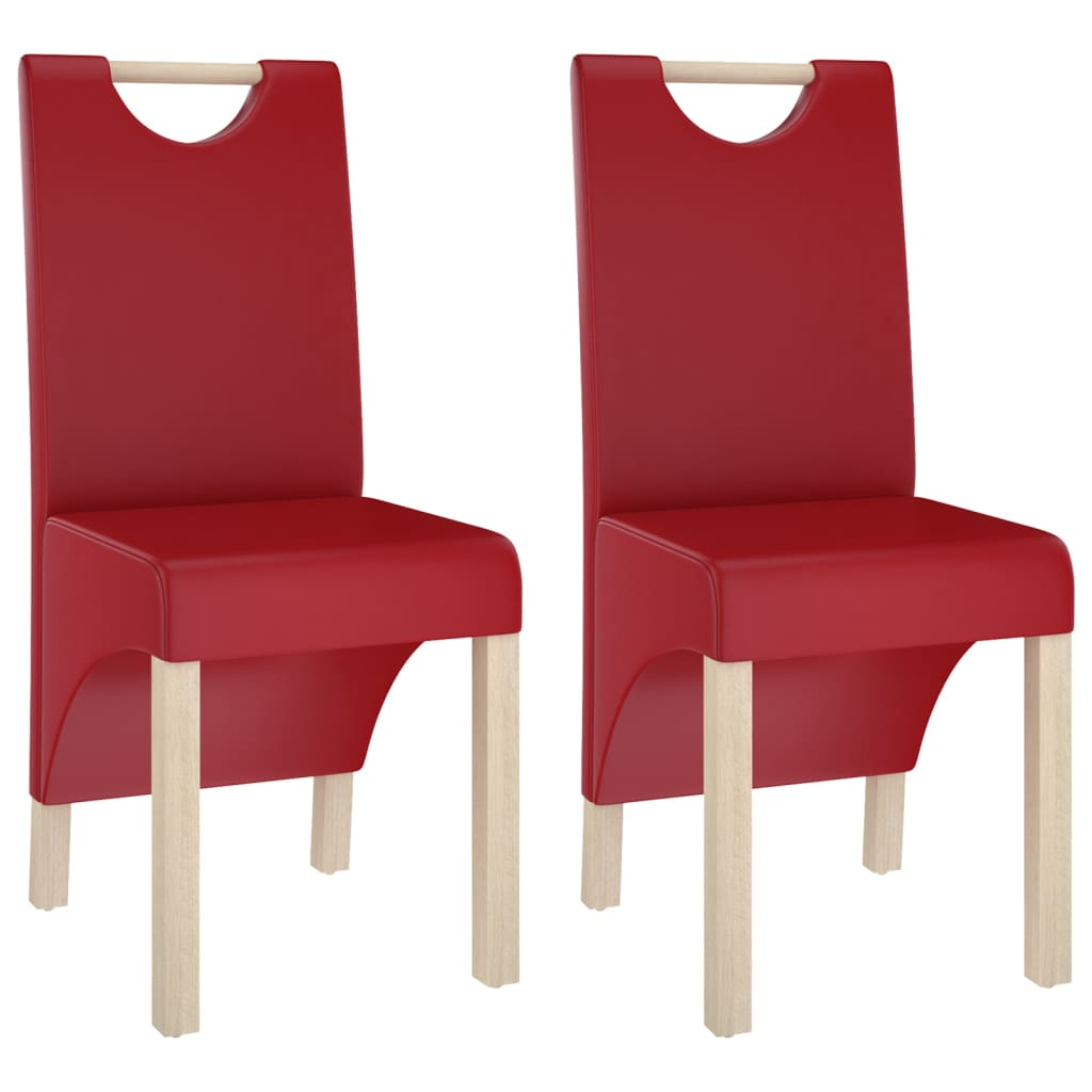 vidaXL Cadeiras de jantar 2 pcs couro artificial vermelho tinto