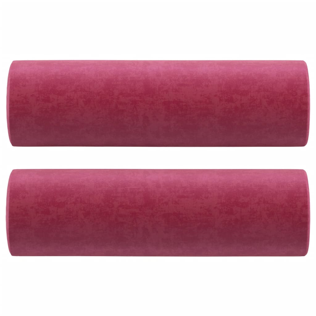 vidaXL Sofá 2 lug. + almofadas decorativas 120cm veludo vermelho tinto