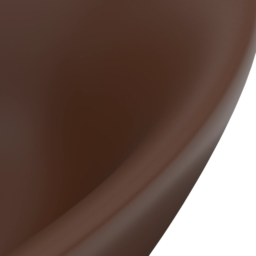 vidaXL Lavatório luxuoso oval 58,5x39 cm cerâmica castanho-escuro mate
