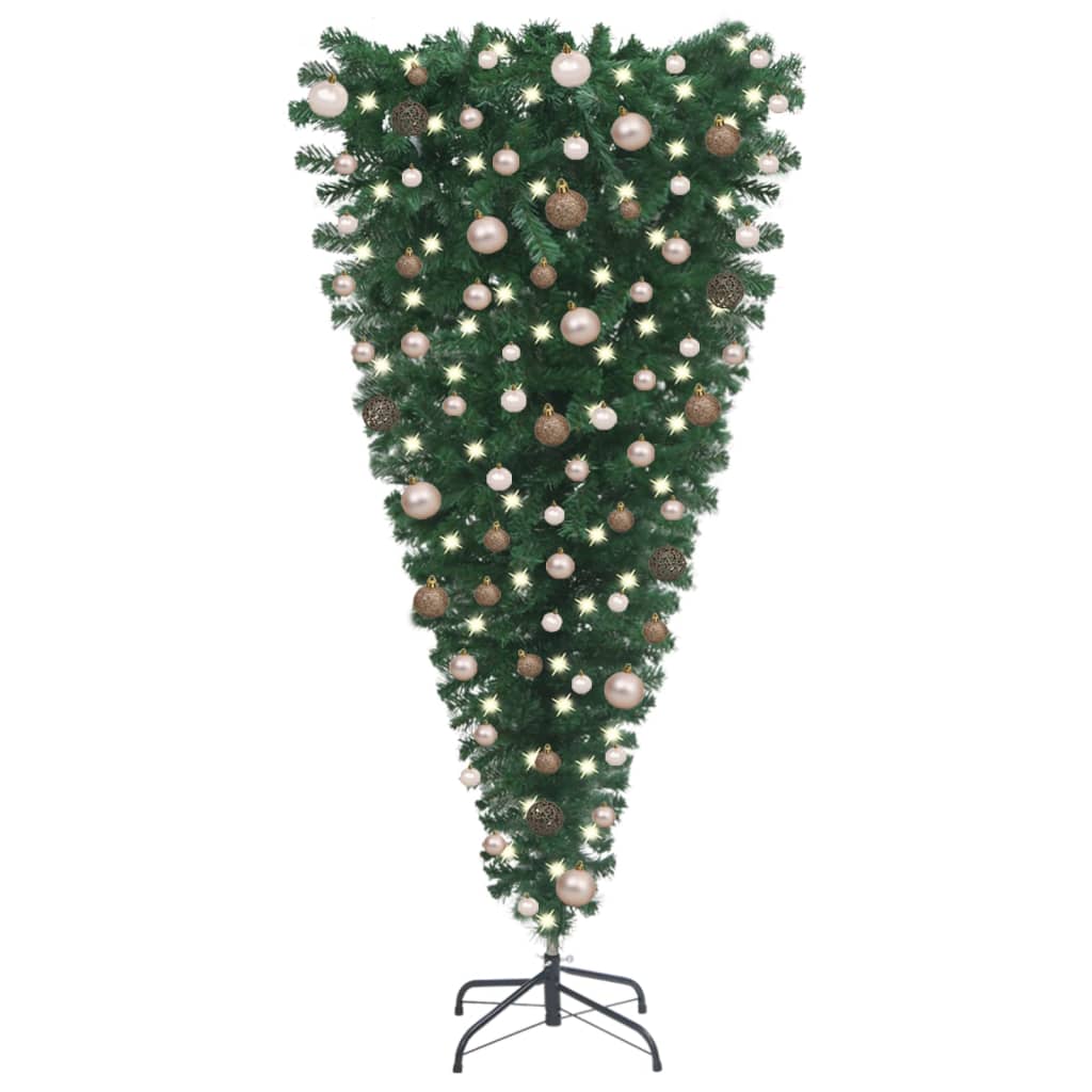 vidaXL Árvore Natal artificial pré-iluminada invertida c/ bolas 240 cm