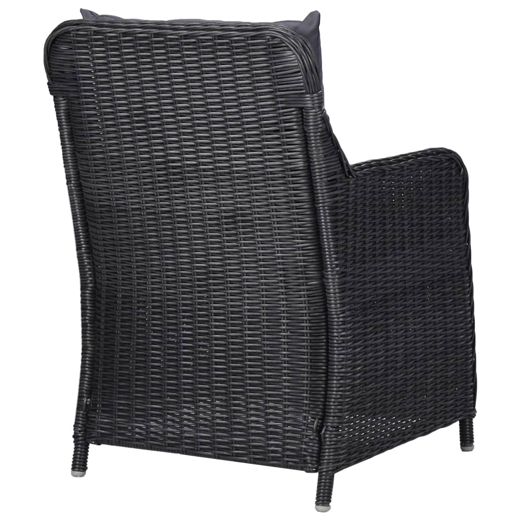 vidaXL Cadeiras de jardim 2 pcs com almofadões vime PE preto