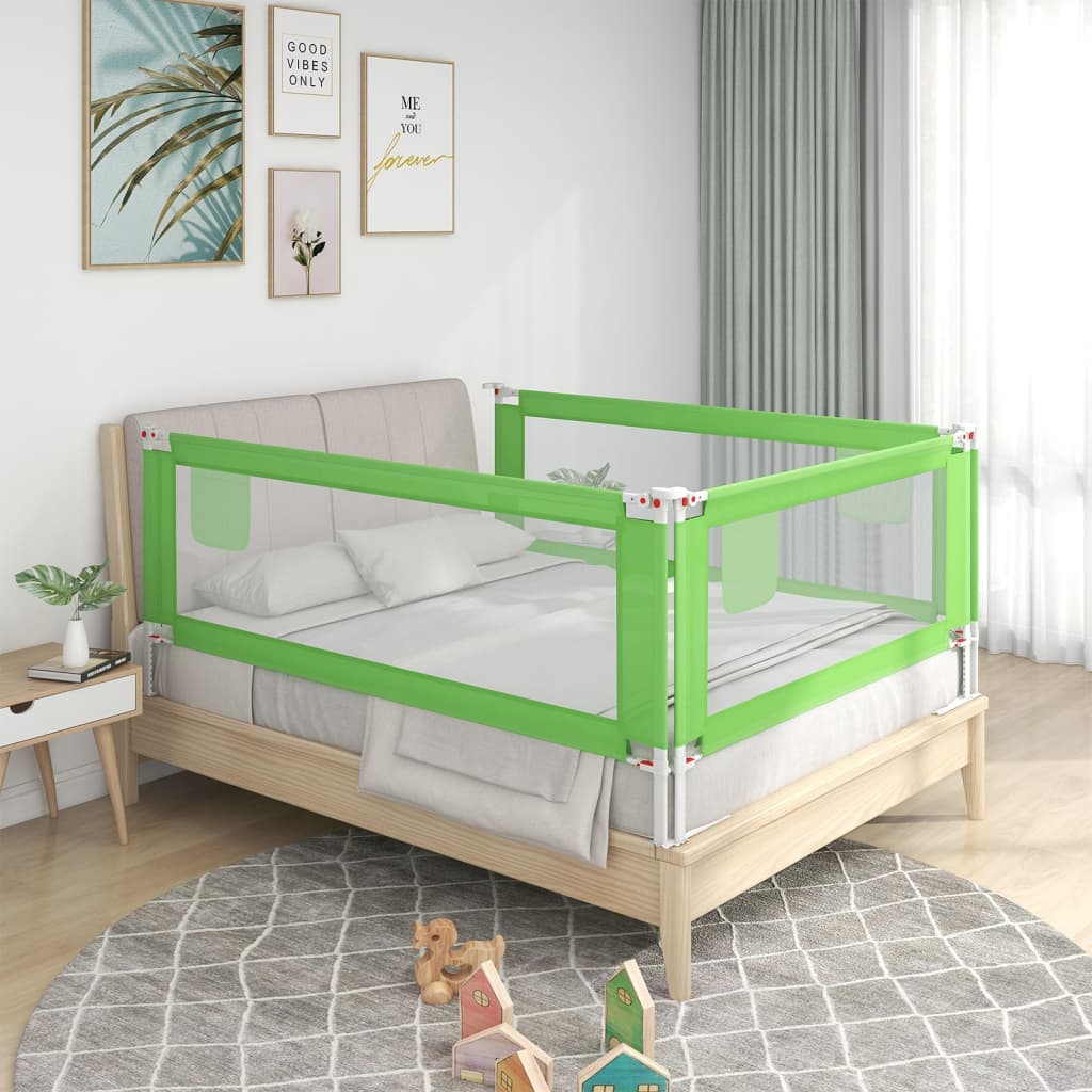 vidaXL Barra de segurança p/ cama infantil tecido 150x25 cm verde