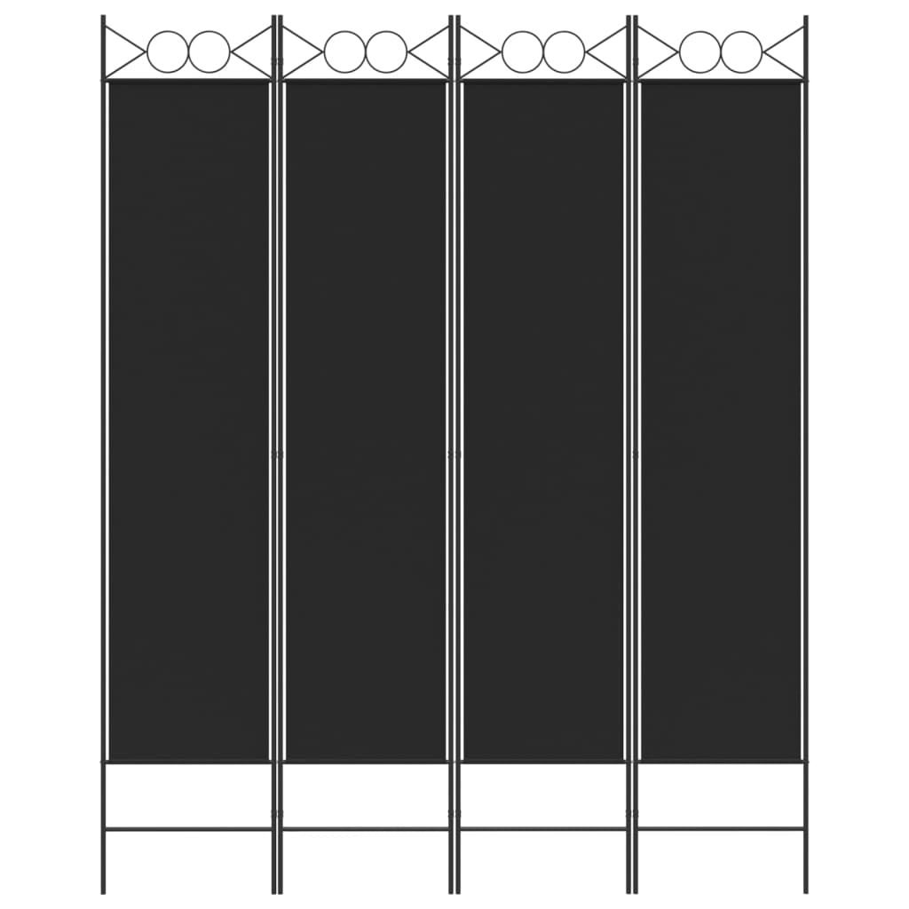 vidaXL Biombo/divisória com 4 painéis 160x200 cm tecido preto