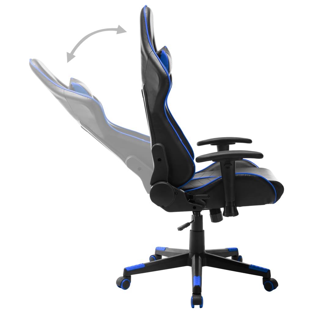 vidaXL Cadeira de gaming couro artificial preto e azul