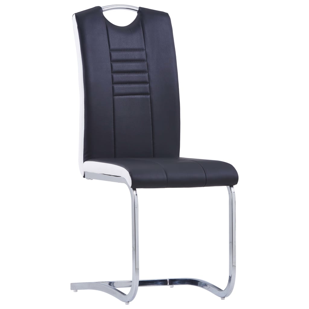 vidaXL Cadeiras de jantar cantilever 6 pcs couro artificial preto