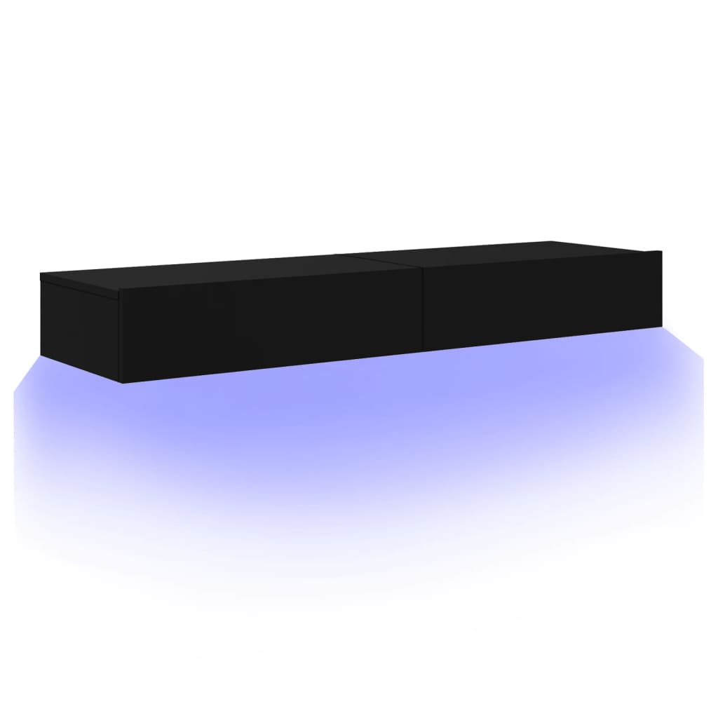 vidaXL Móveis de TV com luzes LED 2 pcs 60x35x15,5 cm preto