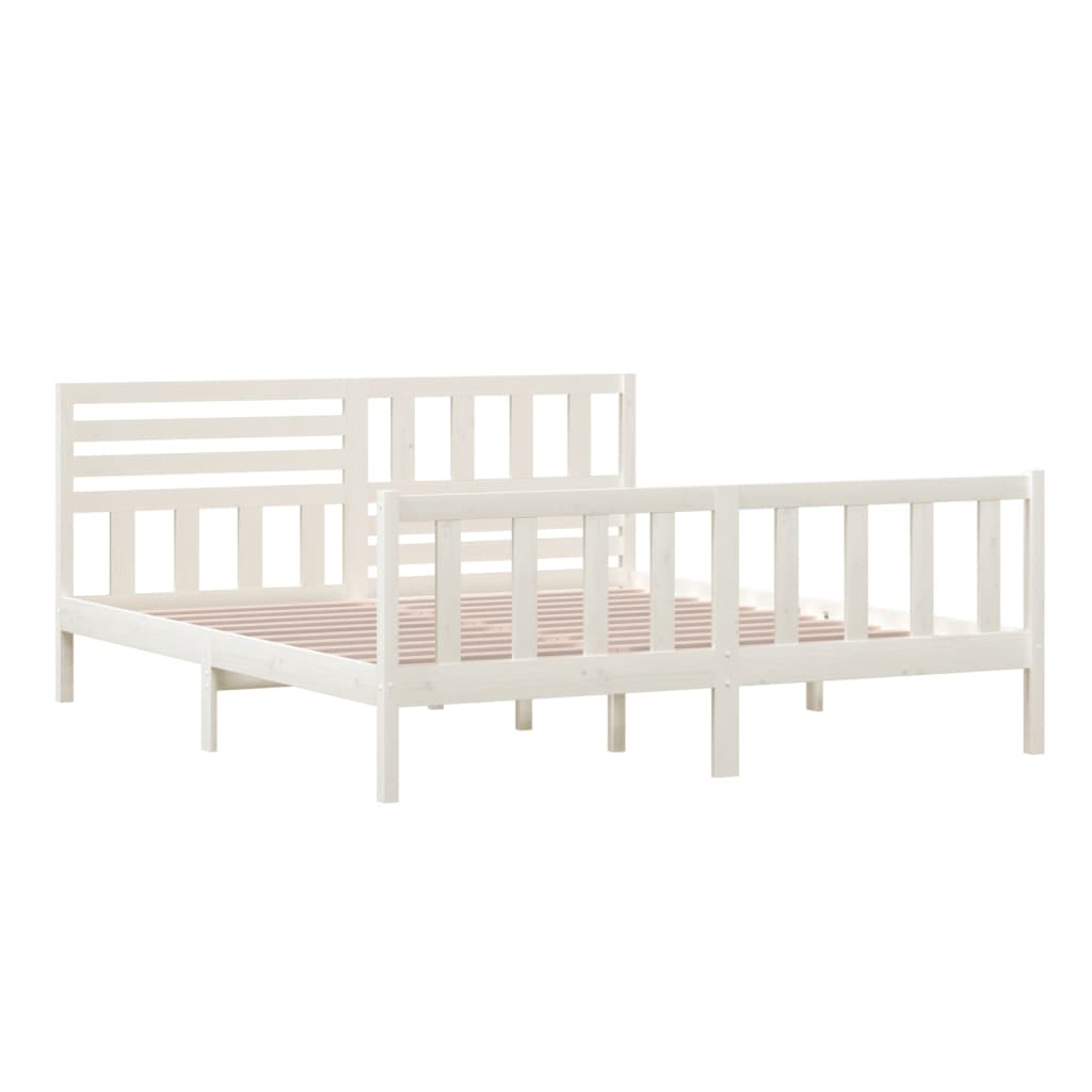 vidaXL Estrutura de cama super king 180x200 cm madeira maciça branco