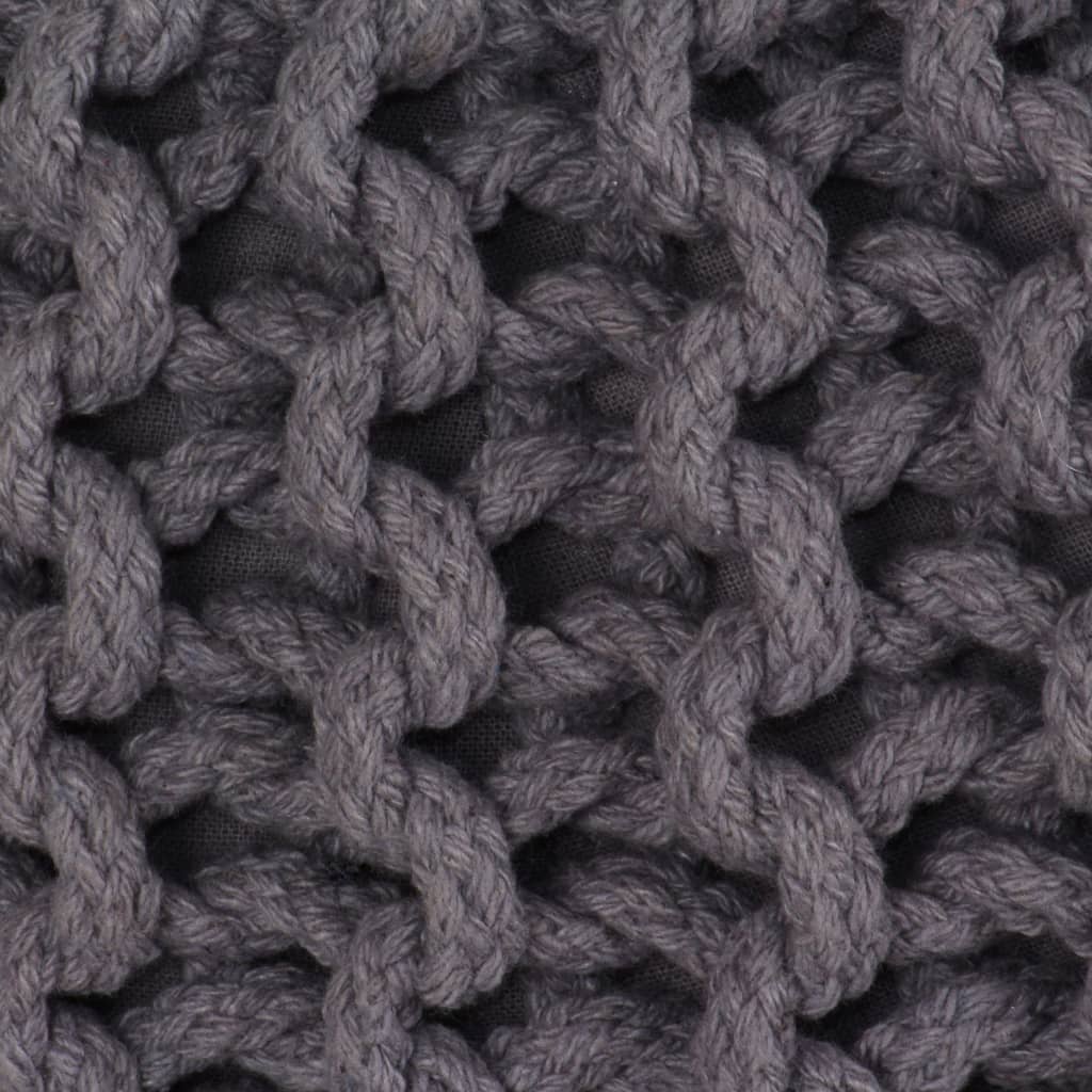 vidaXL Pufe tricotado à mão algodão 50x35 cm cinzento