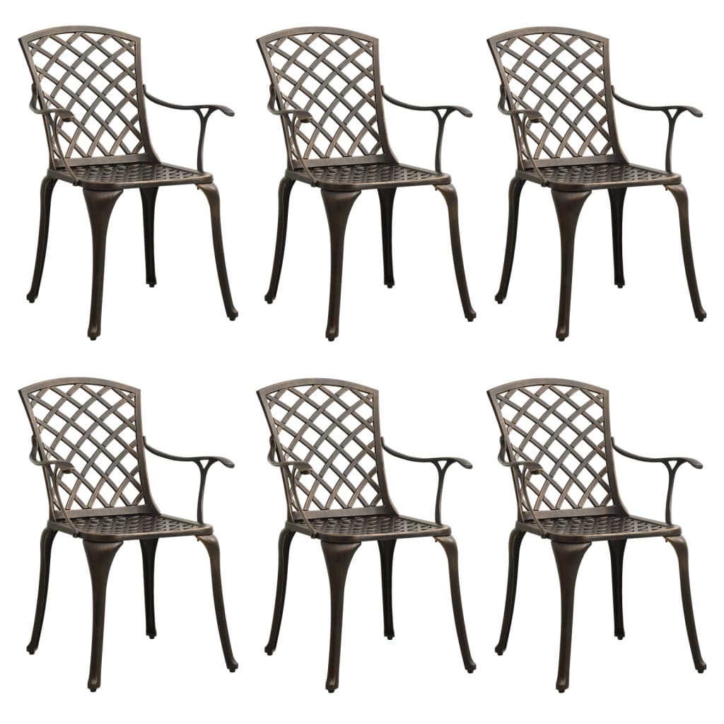 vidaXL Cadeiras de jardim 6 pcs alumínio fundido bronze
