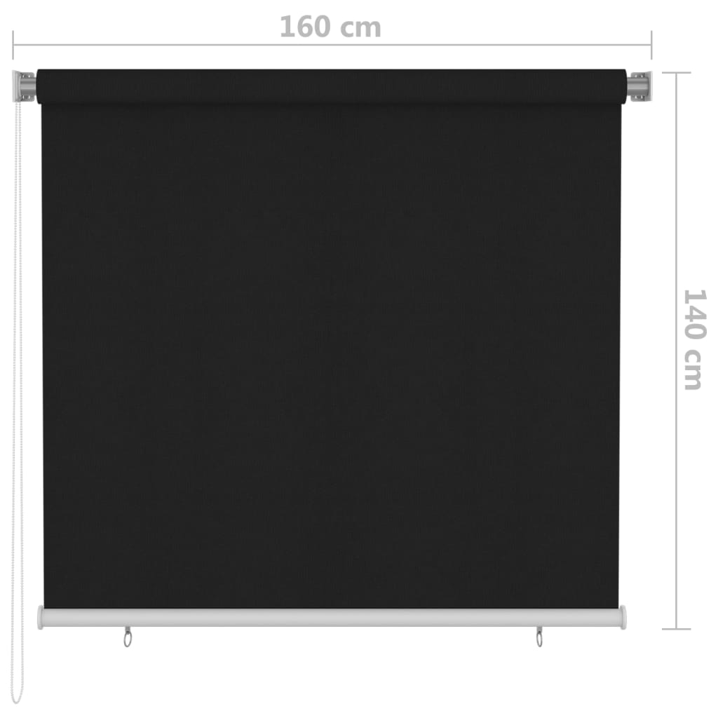 vidaXL Estore de rolo para exterior 160x140 cm preto
