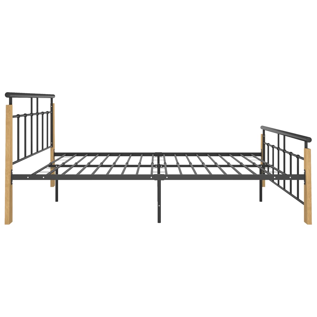 vidaXL Estrutura de cama 140x200 cm metal/madeira de carvalho maciça
