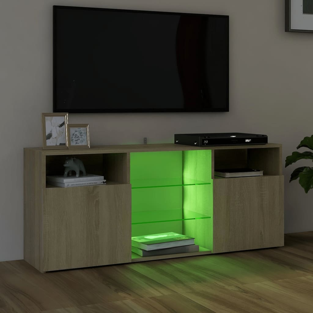 vidaXL Móvel de TV com luzes LED 120x30x50 cm carvalho sonoma