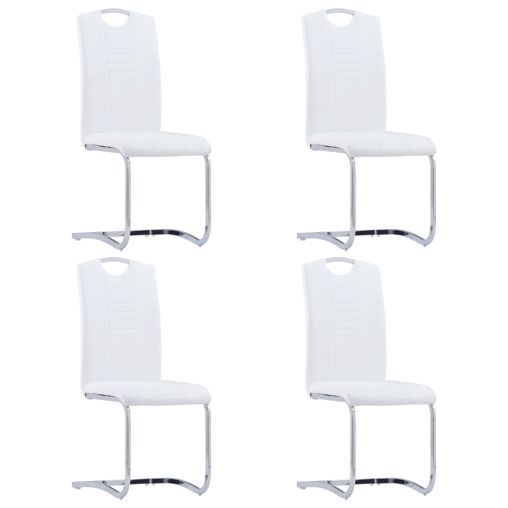 vidaXL Cadeiras de jantar cantilever 4 pcs couro artificial branco
