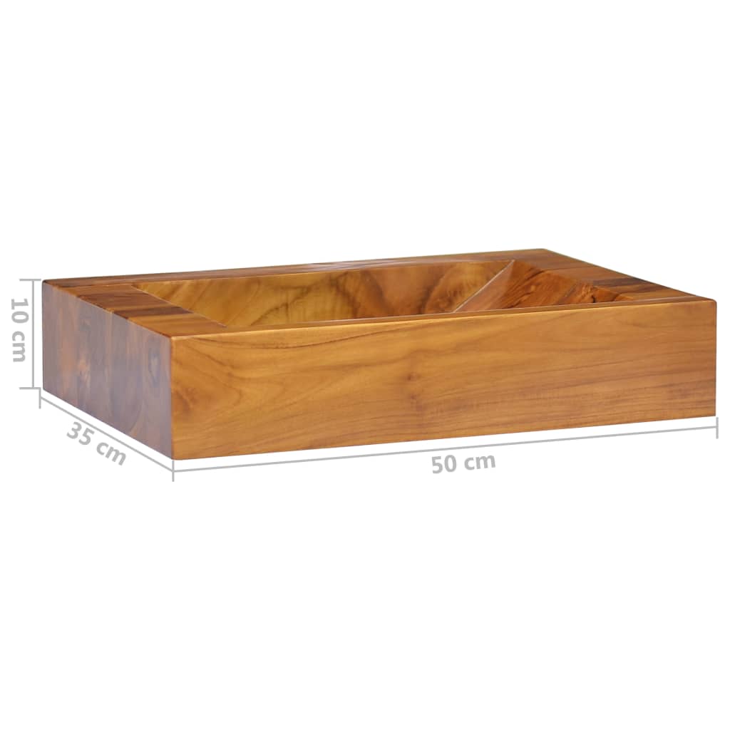 vidaXL Lavatório em madeira de teca maciça 50x35x10 cm