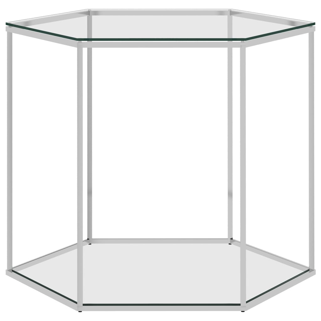 vidaXL Mesa de centro 60x53x50 cm aço inoxidável e vidro prateado