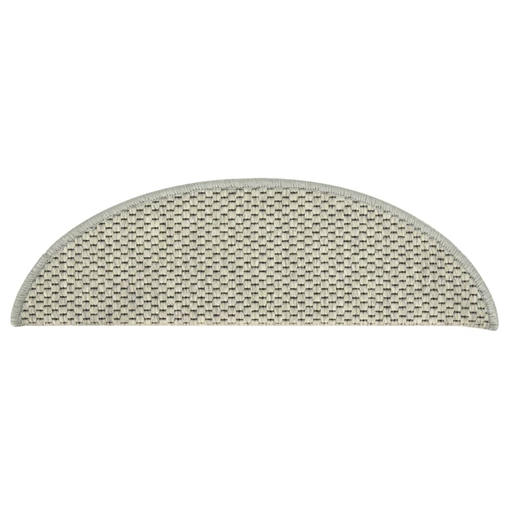 vidaXL Tapetes escada adesivos aspeto sisal 15 pcs 65x21x4 cm cinzento