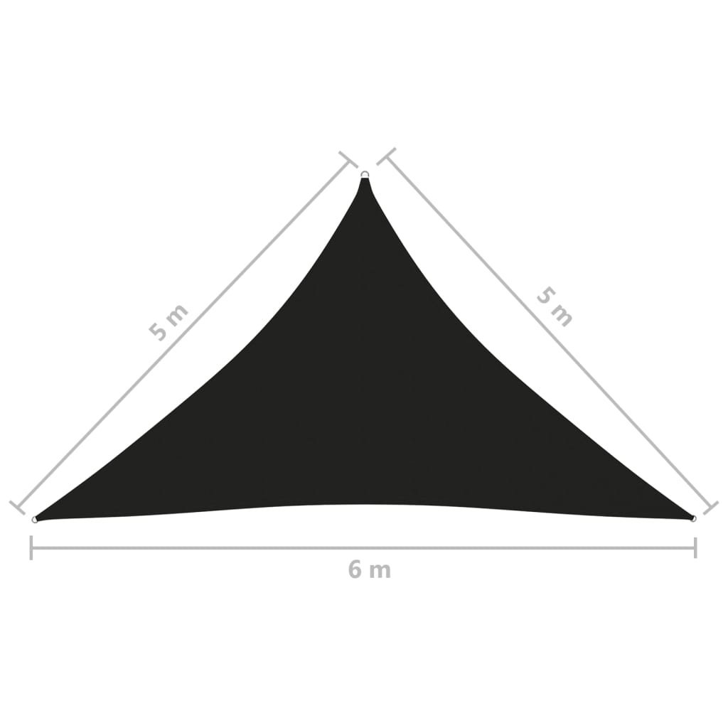 vidaXL Para-sol estilo vela tecido oxford triangular 5x5x6 m preto