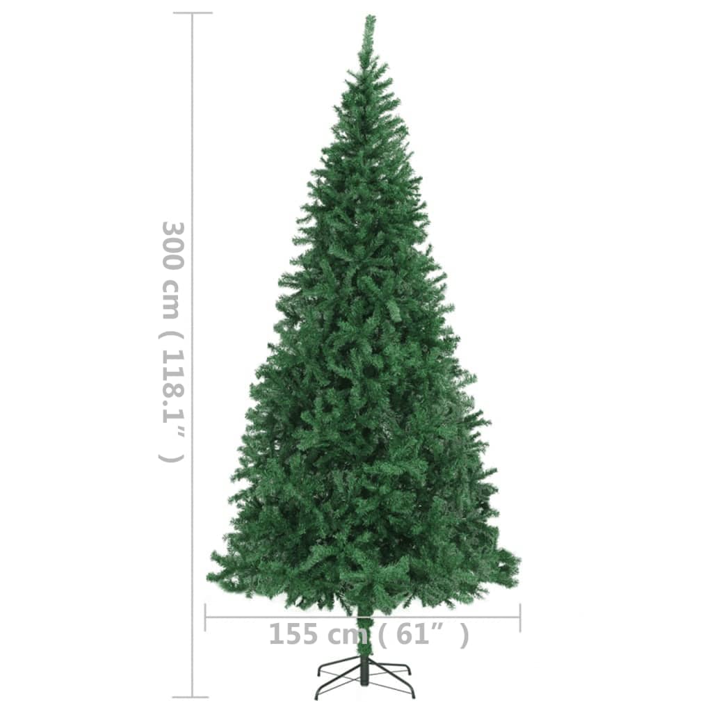 vidaXL Árvore de Natal artificial pré-iluminada 300 cm verde