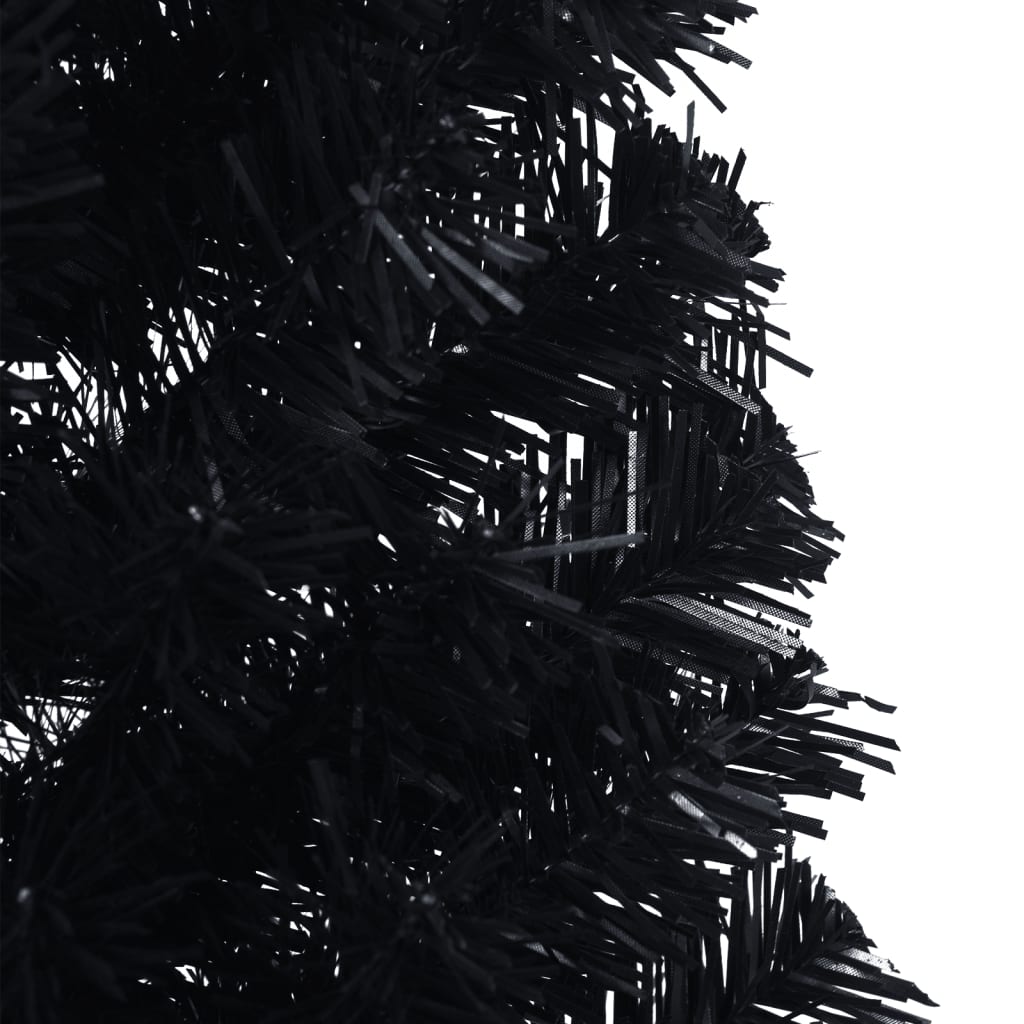 vidaXL Meia árvore de Natal artificial com suporte 150 cm PVC preto