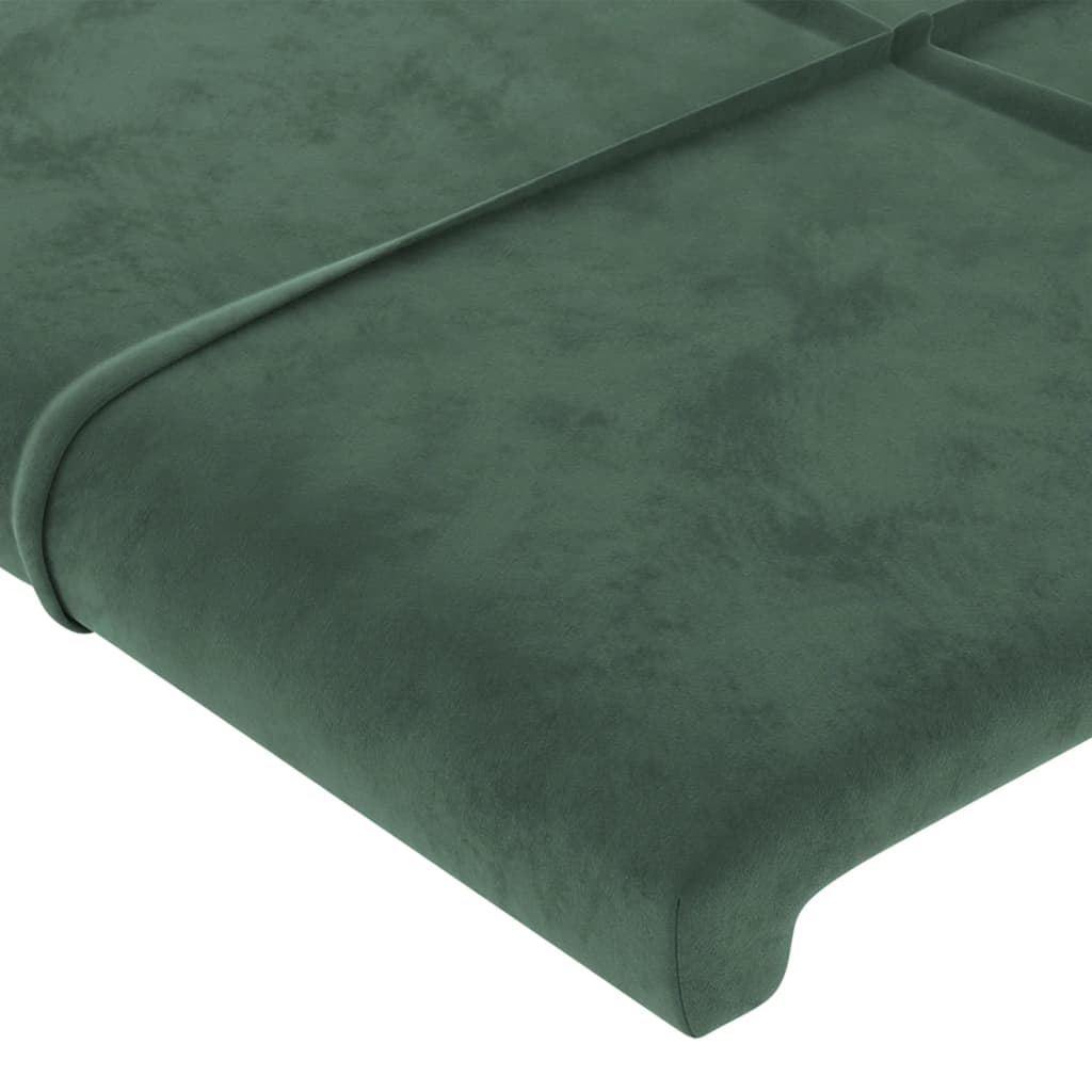 vidaXL Cabeceira de cama c/ abas tecido 147x16x78/88cm verde-escuro