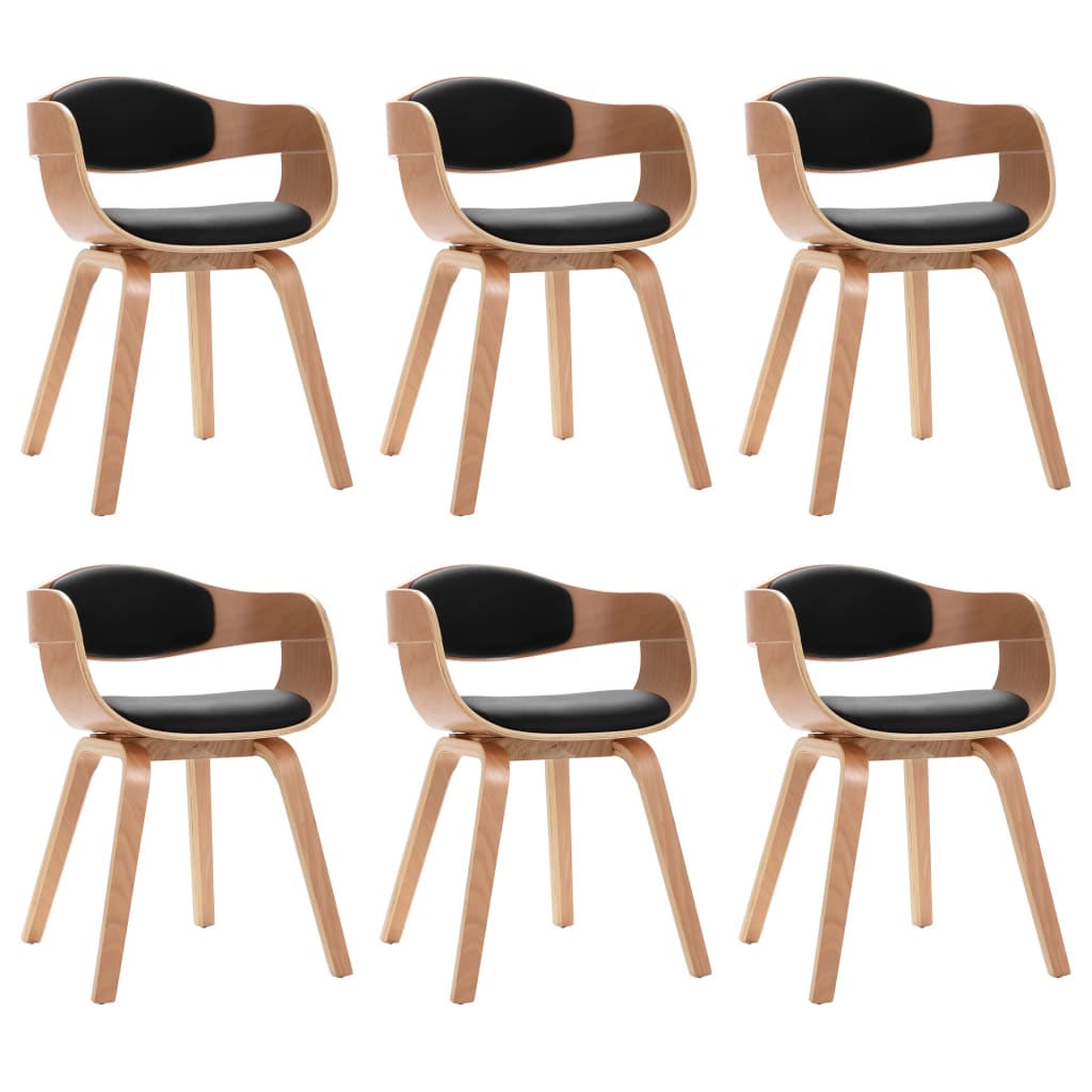 vidaXL Cadeiras jantar 6 pcs madeira curvada e couro artificial