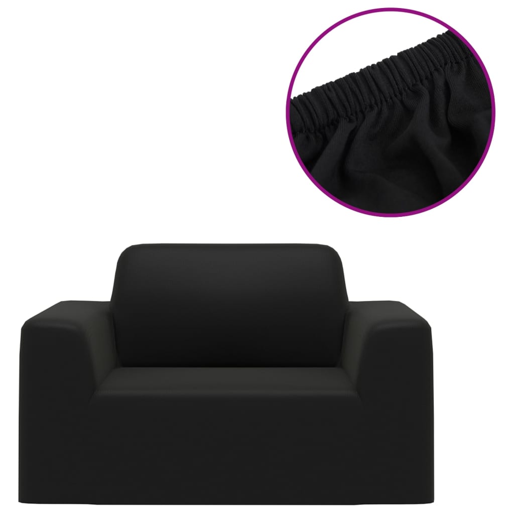 vidaXL Capa para sofá elástica jersey de poliéster preto