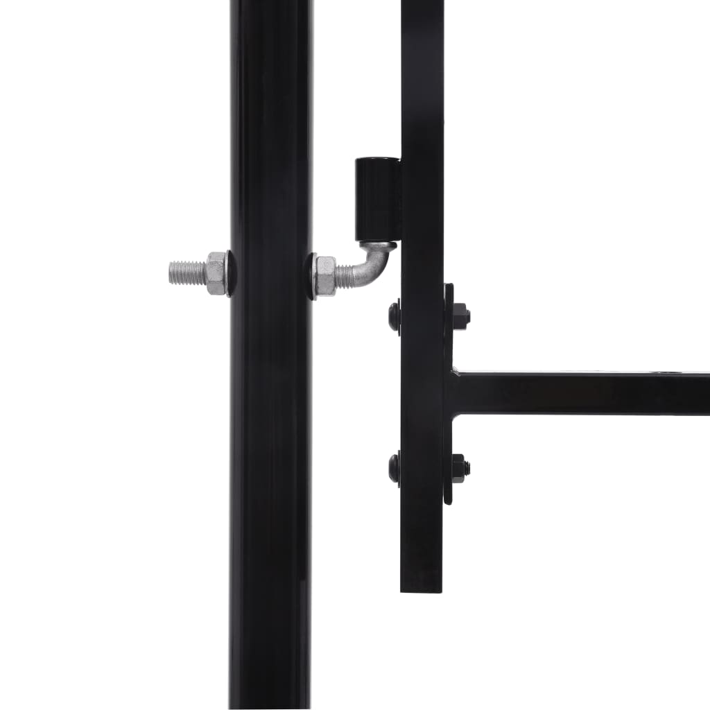 vidaXL Portão de vedação individual com topo arqueado aço 1x1m preto