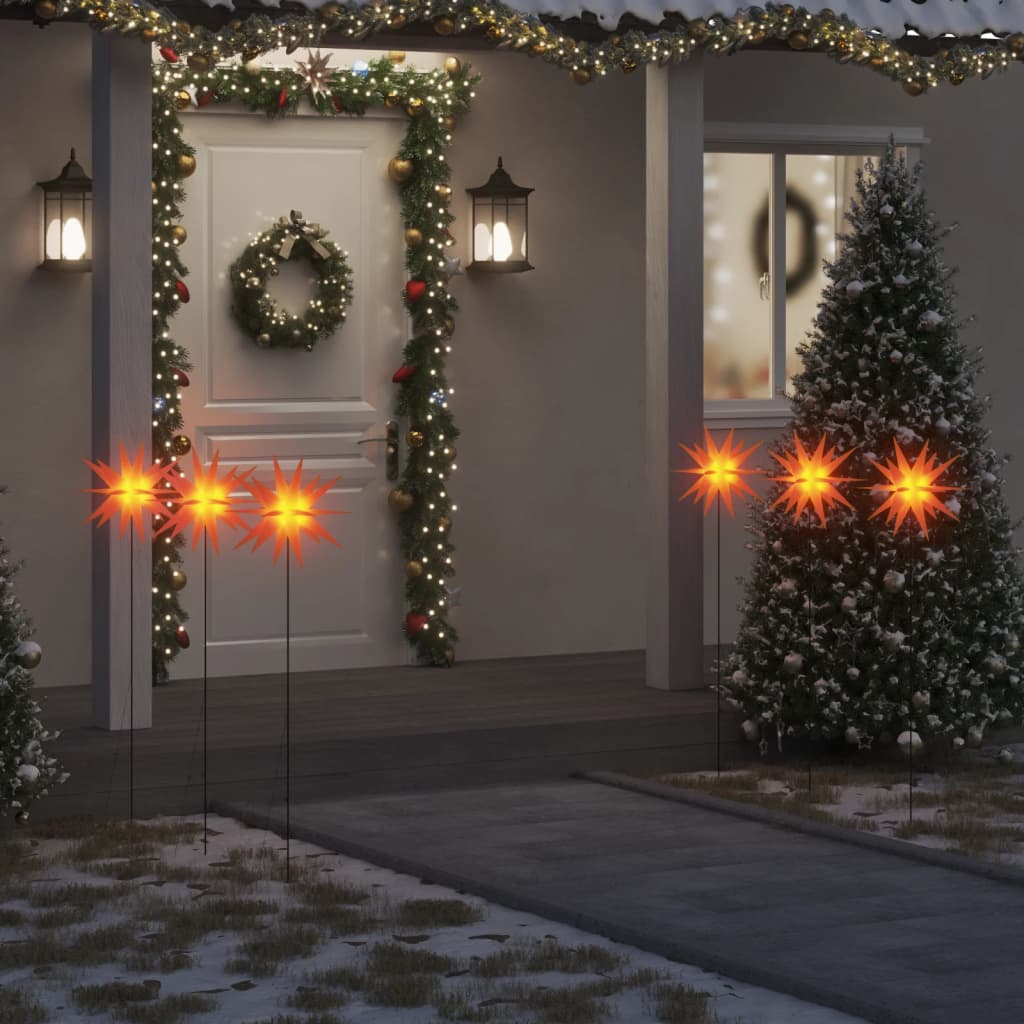 vidaXL Luzes de Natal com espigões 3 pcs LED dobrável 35 cm vermelho