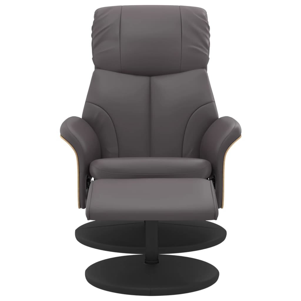vidaXL Cadeira reclinável com apoio de pés couro artificial cinzento