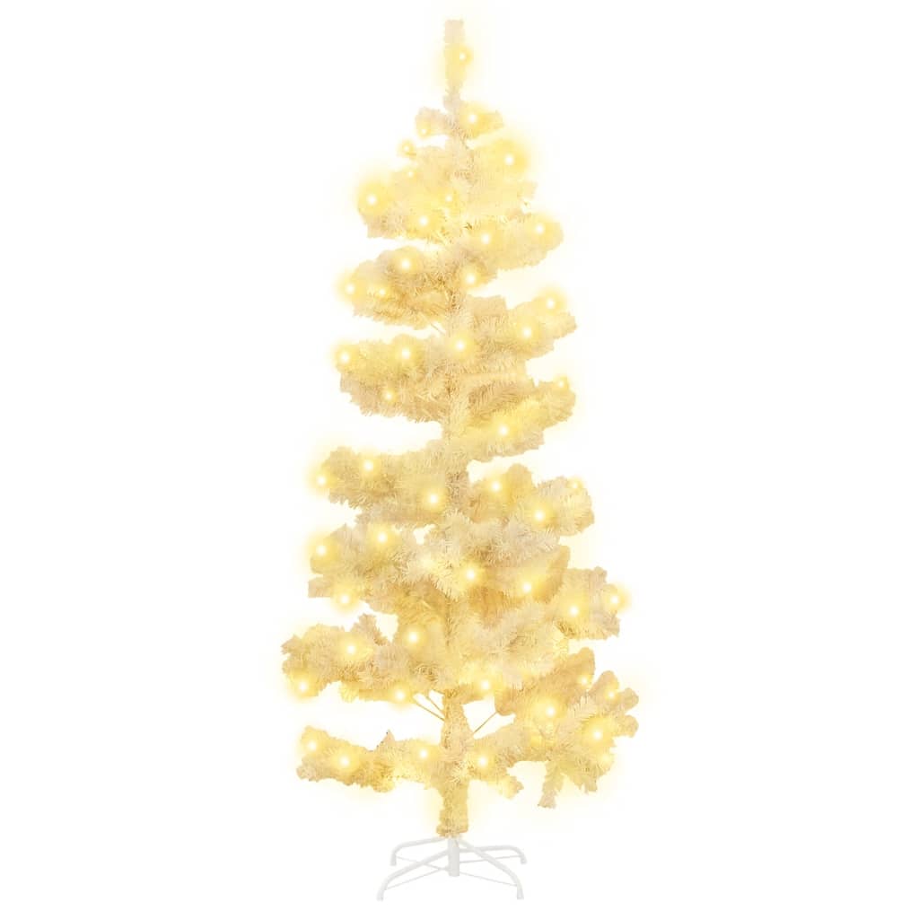vidaXL Árvore de Natal rotativa com suporte e LEDs PVC 150 cm branco
