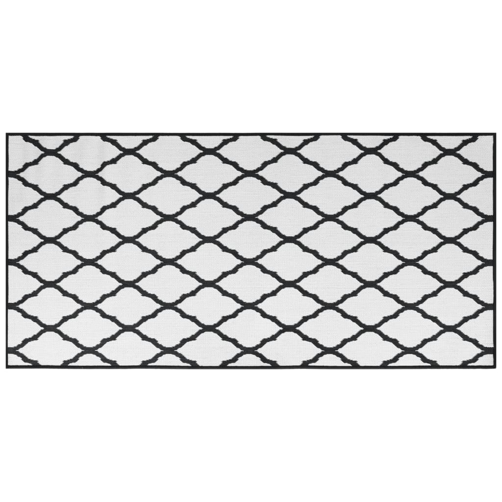 vidaXL Tapete de exterior c/ design reversível 100x200 cm cinza/branco