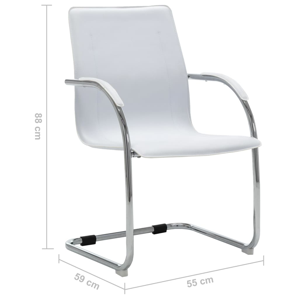 vidaXL Cadeira de escritório cantilever em couro artificial branco