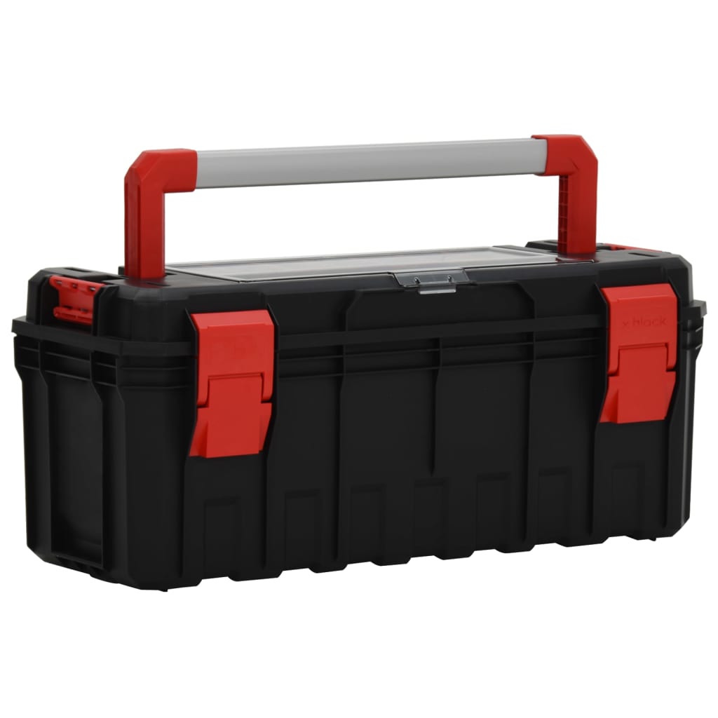 vidaXL Caixa de ferramentas 65x28x31,5 cm preto e vermelho