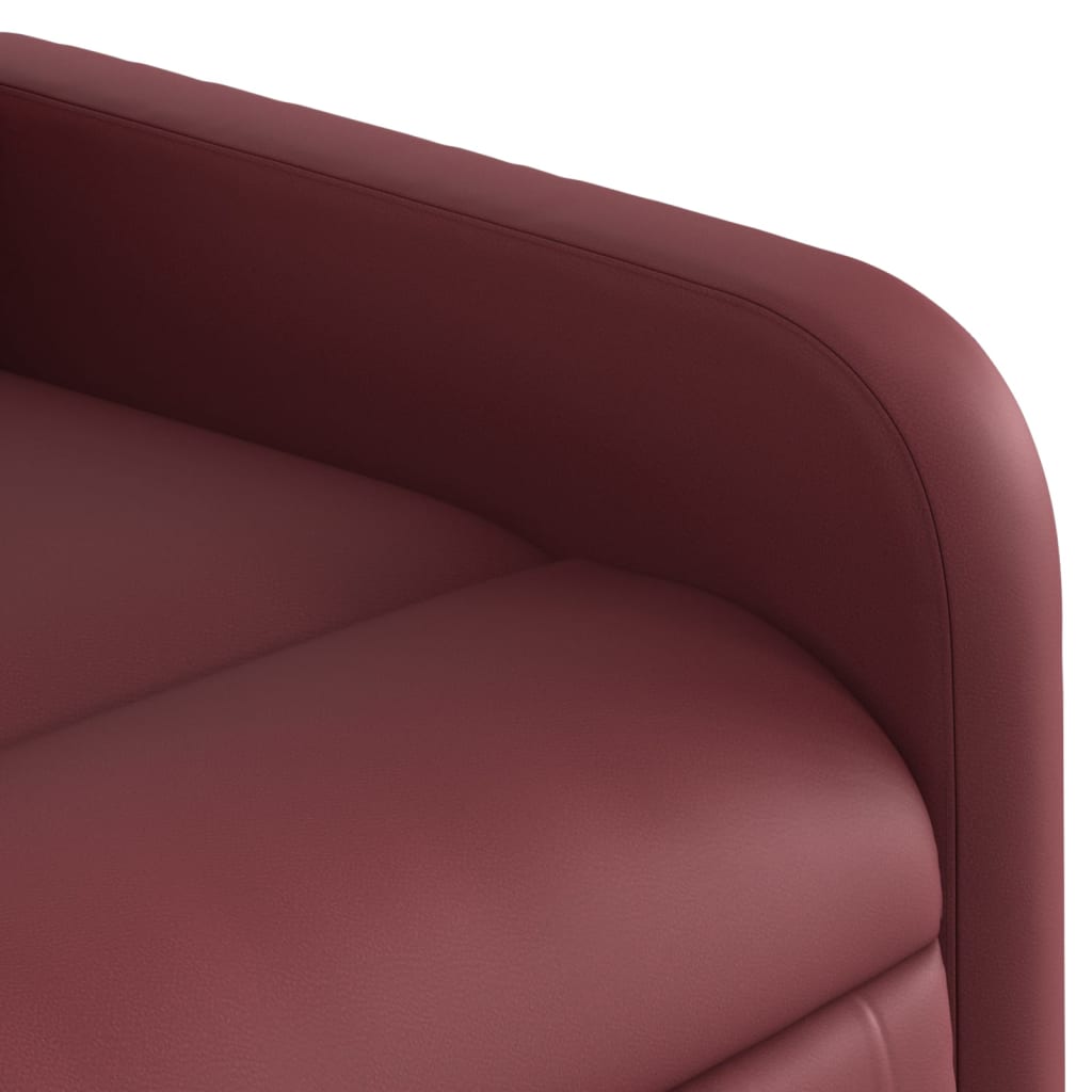 vidaXL Poltrona reclinável elevatória couro artificial vermelho tinto