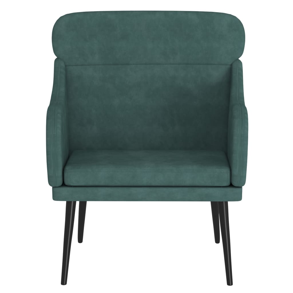 vidaXL Cadeira c/ apoio de braços 63x76x80 cm veludo verde-escuro