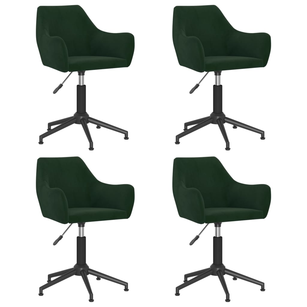vidaXL Cadeiras de jantar giratórias 4 pcs veludo verde-escuro