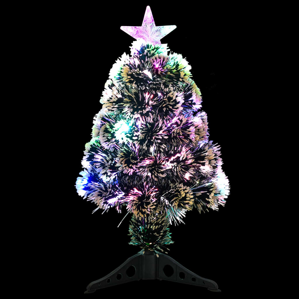 vidaXL Árvore de Natal pré-iluminada 64 cm fibra ótica verde e branco
