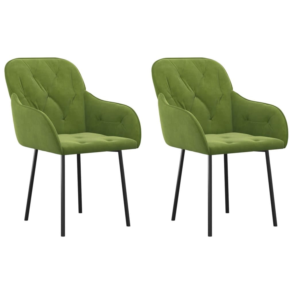 vidaXL Cadeiras de jantar 2 pcs veludo verde-claro