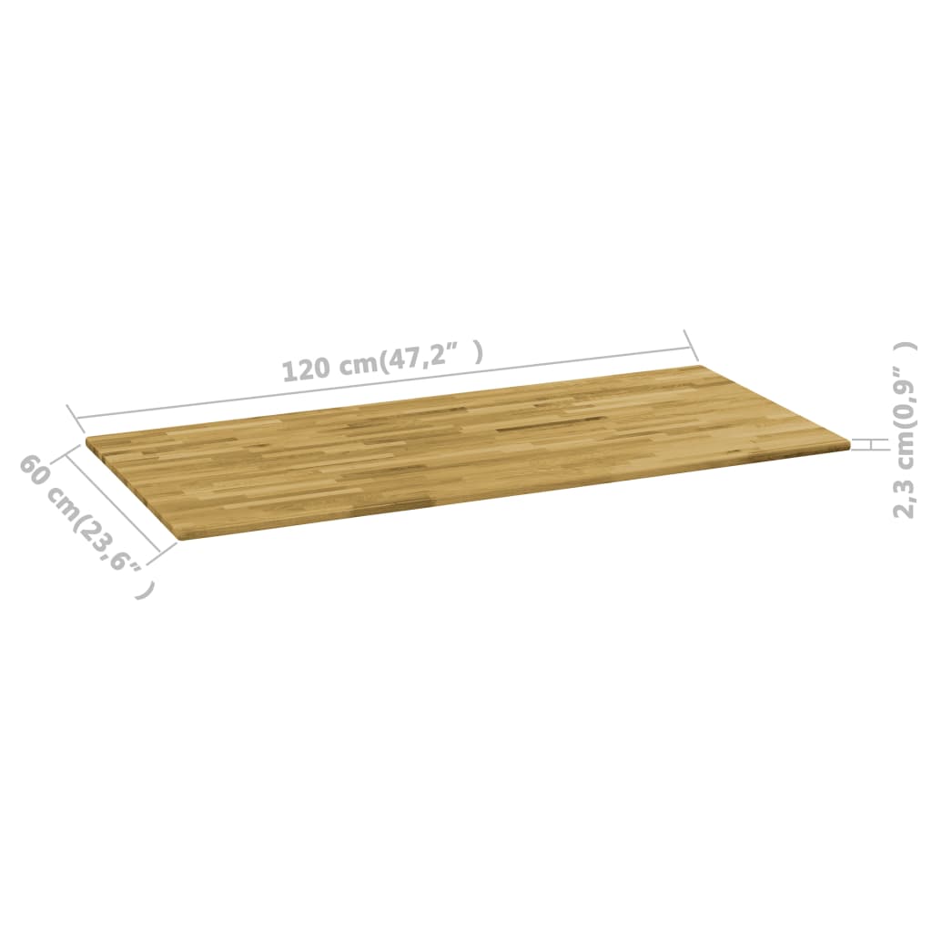 vidaXL Tampo de mesa madeira carvalho maciça retangular 23 mm 120x60cm
